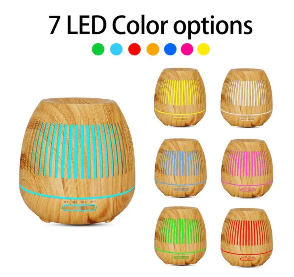 Wood Grain Drum Ultrasonic Humidifying Essential Oil Diffuser – Artisan Design, Net Ventilation, LED