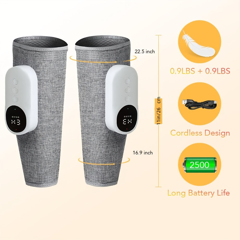 Compression Leg Massager Rechargeable - 2000mAh USB Portable Calf Thigh Knee Massager with 3 Intensity Levels for Home or Salon Spa Use