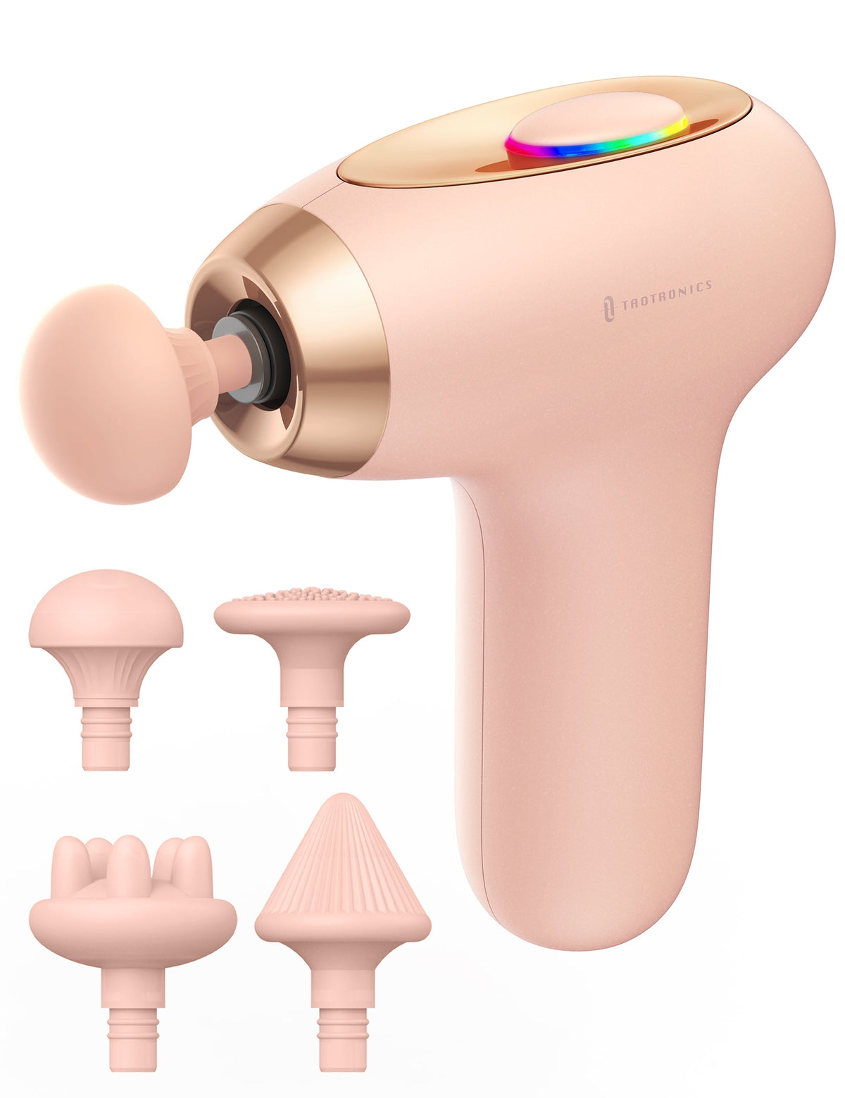 Massage Gun, Deep Tissue Percussion Muscle Massager Handheld Cordless Back Massager with 5 Speeds and 4 Heads(Pink)wm