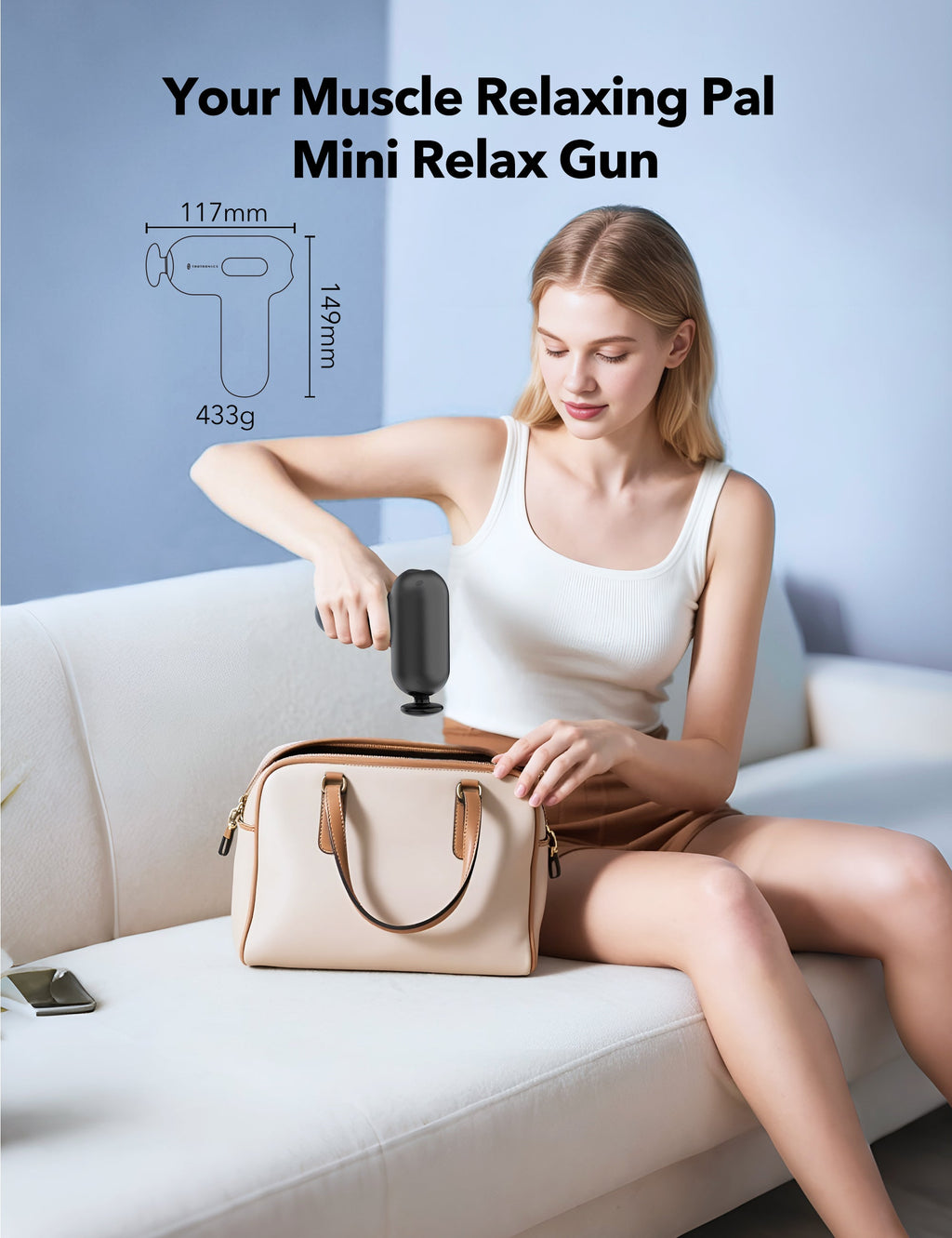 TaoTronics TT-PCA005 Mini Massage Gun, Portable Deep Tissue Massager with 6 Speeds & Quiet Motor