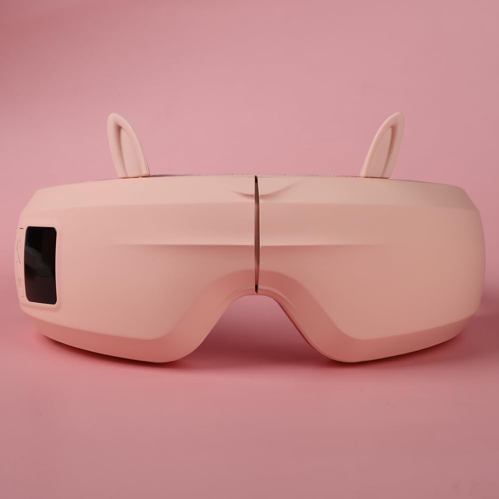 Eye Massager with Airbag Kneading,Constant Temperature Hot Compress, Multi-Frequency Vibration and Bluetooth Music (Rabbit-Pink, Large)