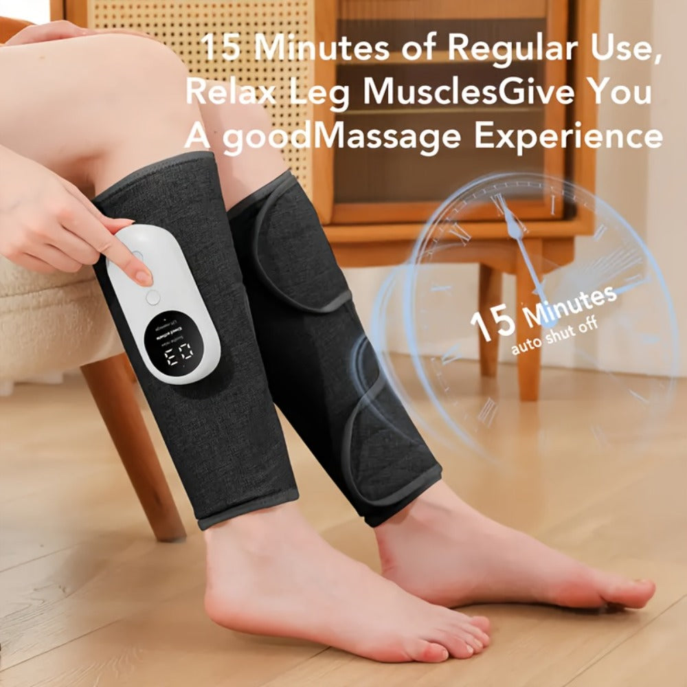 Air Compression Leg Massager, Cordless Calf & Foot Massager with 3 Intensity Levels for Legs, Thighs