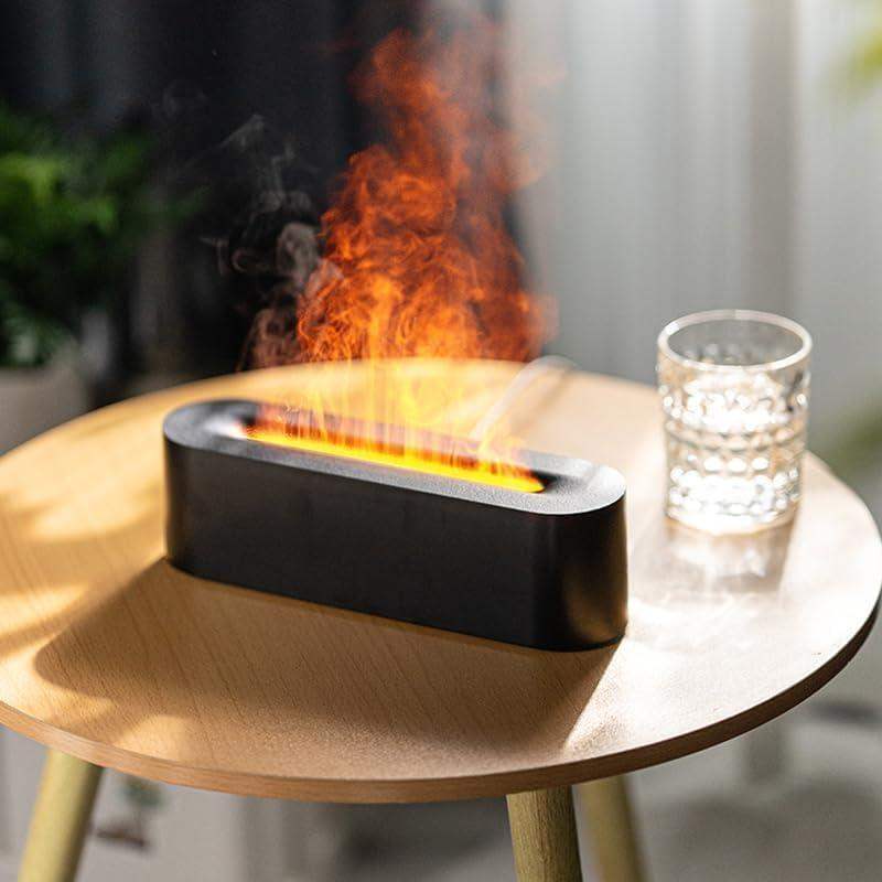 Sleek Warm Flame Ultrasonic Humidifying Essential Oil Diffuser – 150ml, Remote Control, 6-Hour Timer