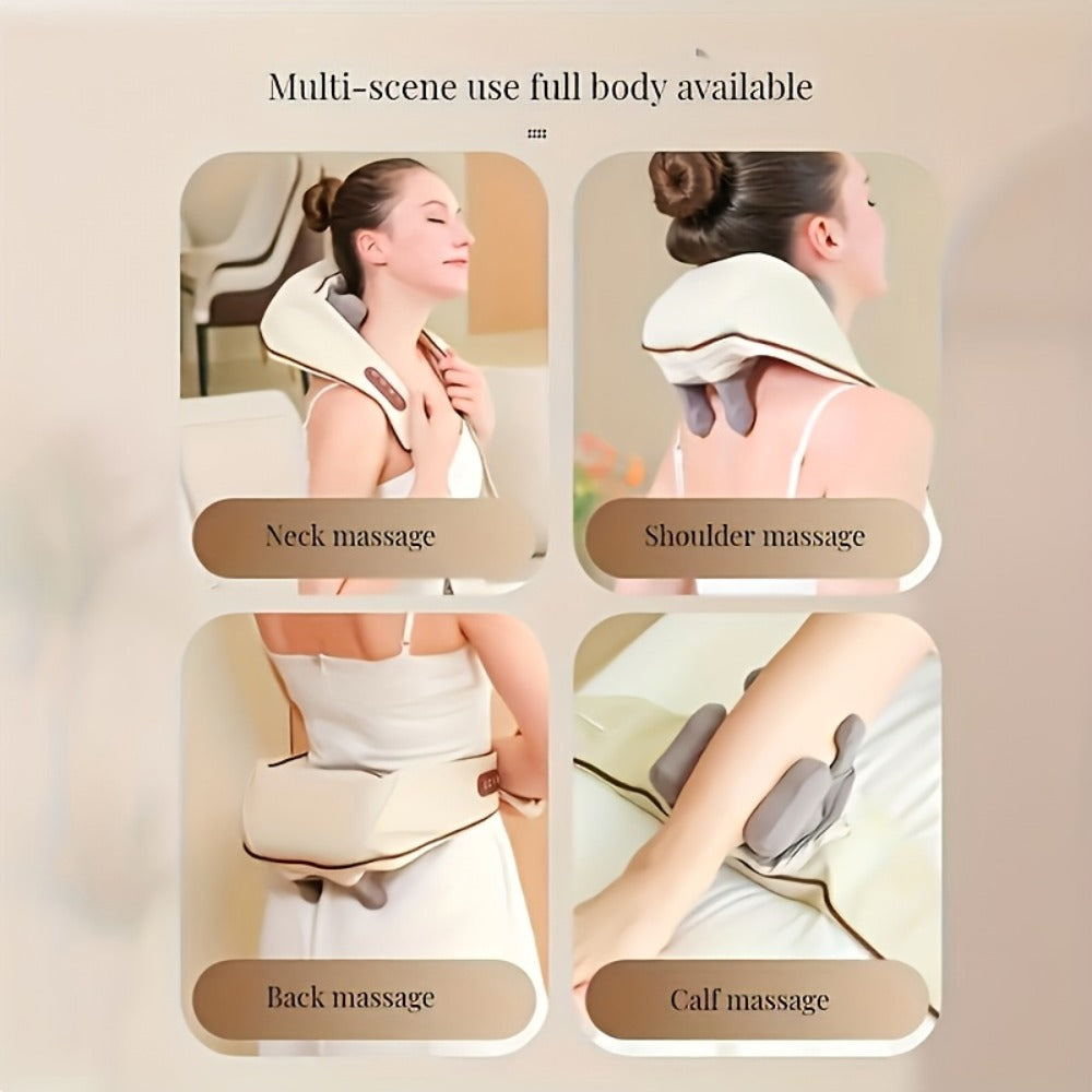 Neck Massager Shiatsu with Heat – 6-Node Deep Kneading Wireless Massager for Neck, Shoulders & Trapezius Muscles | Hands-Free Electric Neck & Shoulder Massager with Heating Function