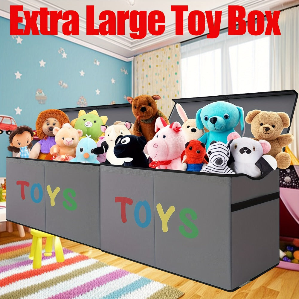 Collapsible Storage Box with Lids and Adjustable Dividers – 64 Gallon Extra Large Foldable Storage Bin Chest Organizer for Bedroom Closet Toys Clothes 54"x16"x14"