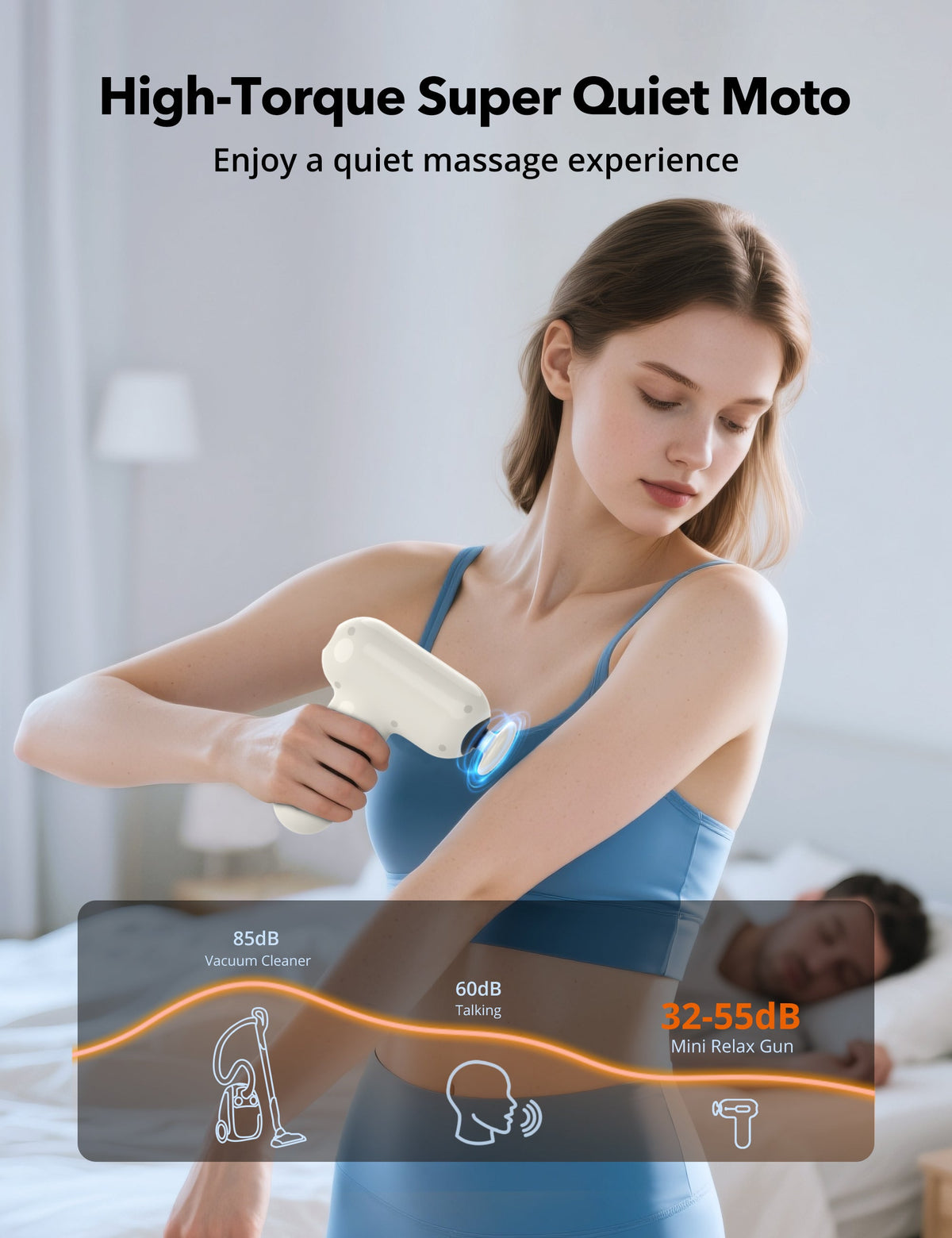 TaoTronics TT-PCA005 Mini Massage Gun, Portable Deep Tissue Massager with 6 Speeds & Quiet Motor