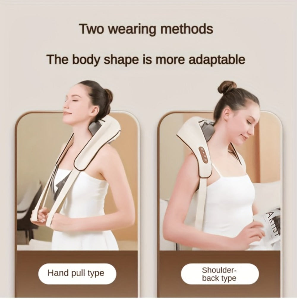 Neck Massager Shiatsu with Heat – 6-Node Deep Kneading Wireless Massager for Neck, Shoulders & Trapezius Muscles | Hands-Free Electric Neck & Shoulder Massager with Heating Function