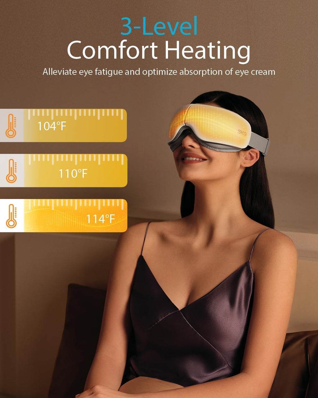 SKG Heated Eye Massager with Heat & Compression, Ultra-Quiet Eye Mask Massager for Relaxation and Eye Strain Relief, Ideal Christmas Gift for Women and Men (ES500)