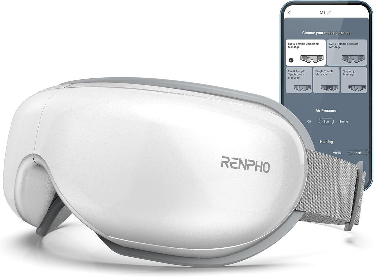 RENPHO Eyeris Smart Eye Massager with App Control, Eye Mask with Heat | Wireless Music for Dry Eyes and Head Tension, App-Controlled Eye Massager, Gift for Women and Men, FSA Eligible HSA