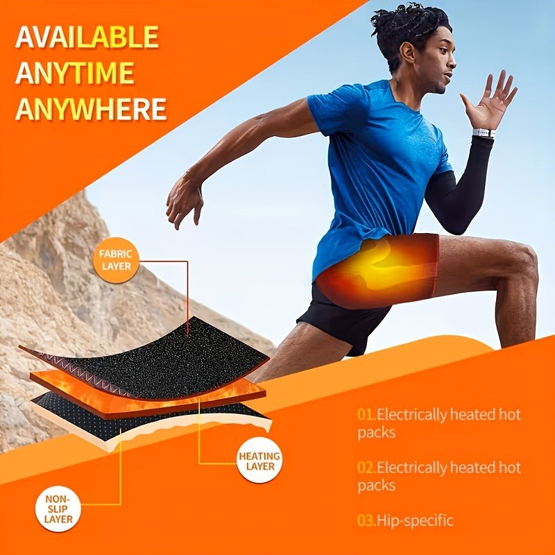 Heated Hip Massager with USB Electric Heat & Vibration – Compression Hip Groin Thigh Support Wrap for Spine & Anti-Cold Warmth