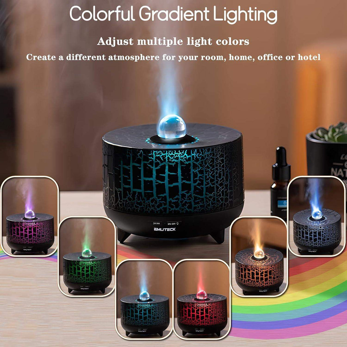 Crystal Ball Ultrasonic Humidifying Essential Oil Diffuser – 250ml, 9 LED Colors, Remote, 380 sq ft Coverage