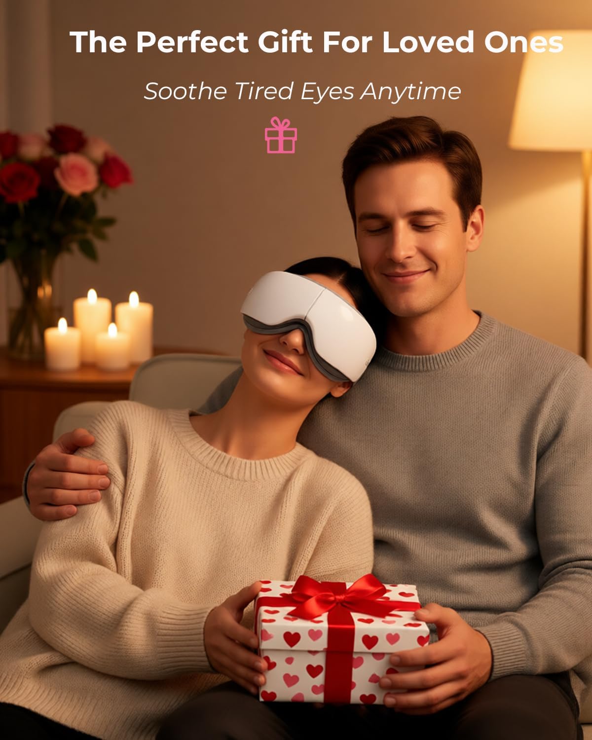 SKG Heated Eye Massager with Heat & Compression, Ultra-Quiet Eye Mask Massager for Relaxation and Eye Strain Relief, Ideal Christmas Gift for Women and Men (ES500)