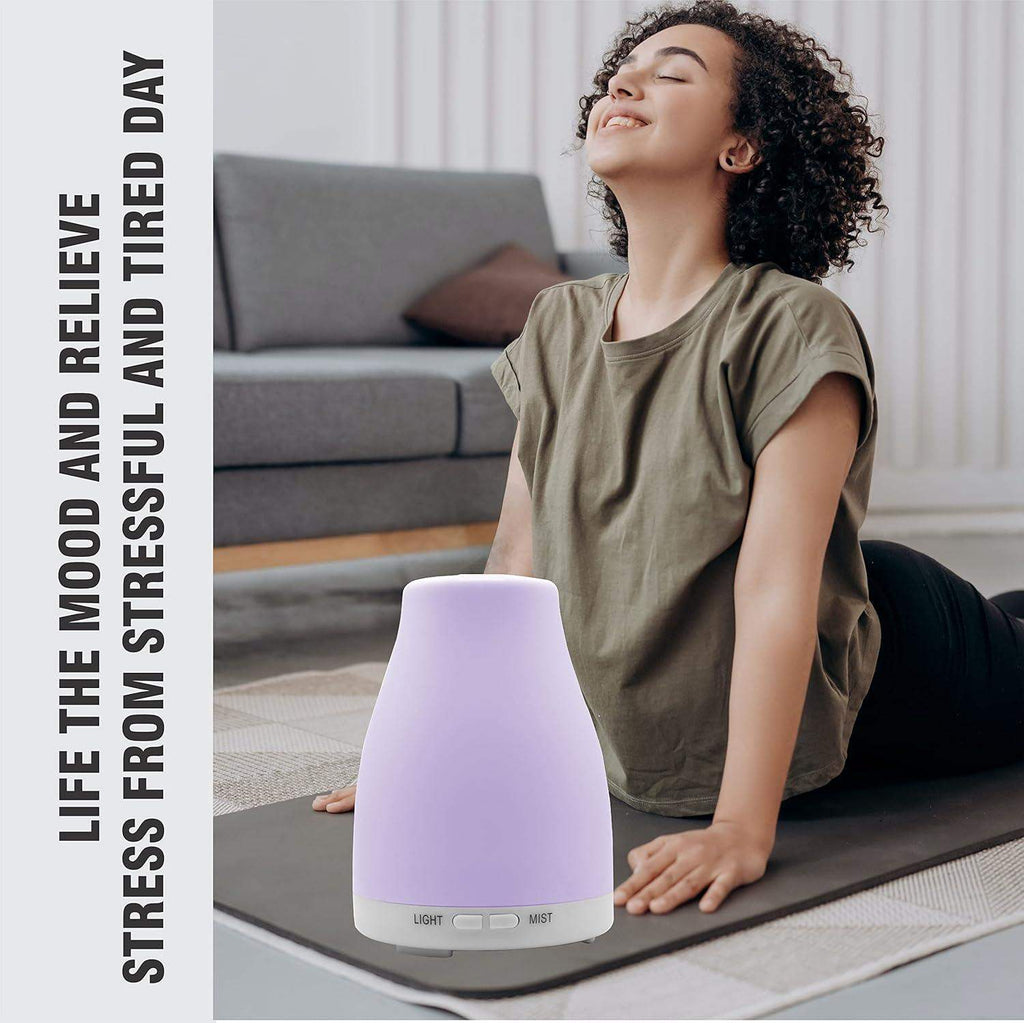 7-Color LED Ultrasonic Humidifying Essential Oil Diffuser – Remote Control, Cool Mist, Vase Design