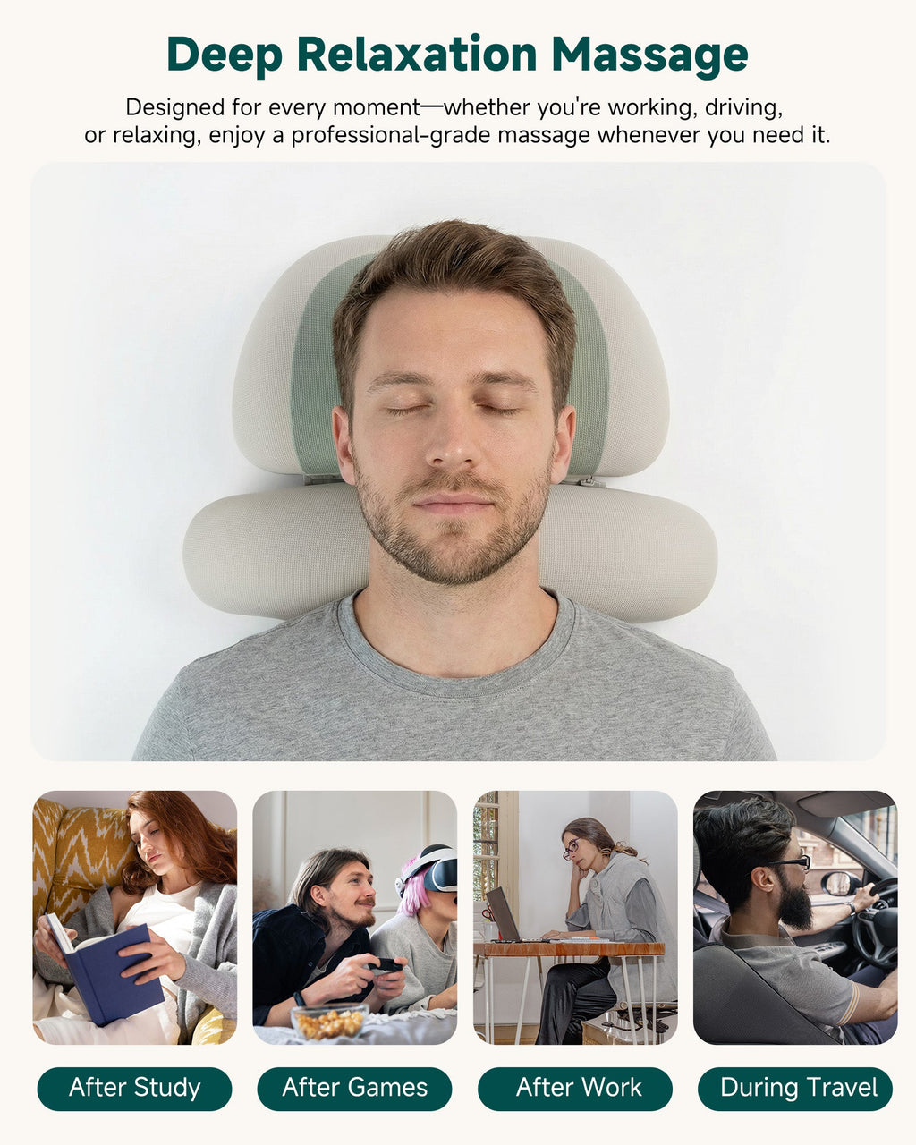 2026 Cordless Neck Massager with Heat, Remote Control Cervical Traction Massage Pillow