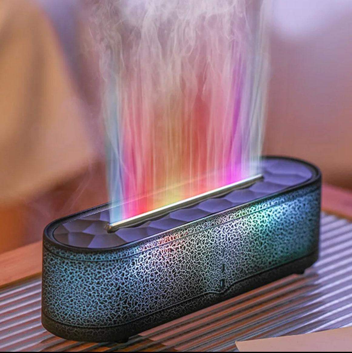 Crackle Flame Ultrasonic Humidifying Essential Oil Diffuser – 150ml, Multicolor Fire, Remote, 6-Hour Timer