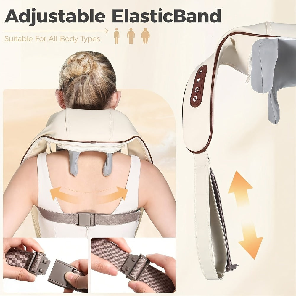 Neck Massager Shiatsu with Heat – 6-Node Deep Kneading Wireless Massager for Neck, Shoulders & Trapezius Muscles | Hands-Free Electric Neck & Shoulder Massager with Heating Function