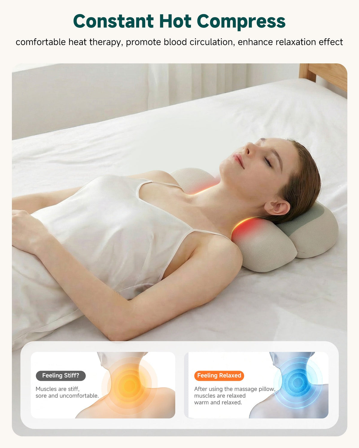 2026 Cordless Neck Massager with Heat, Remote Control Cervical Traction Massage Pillow