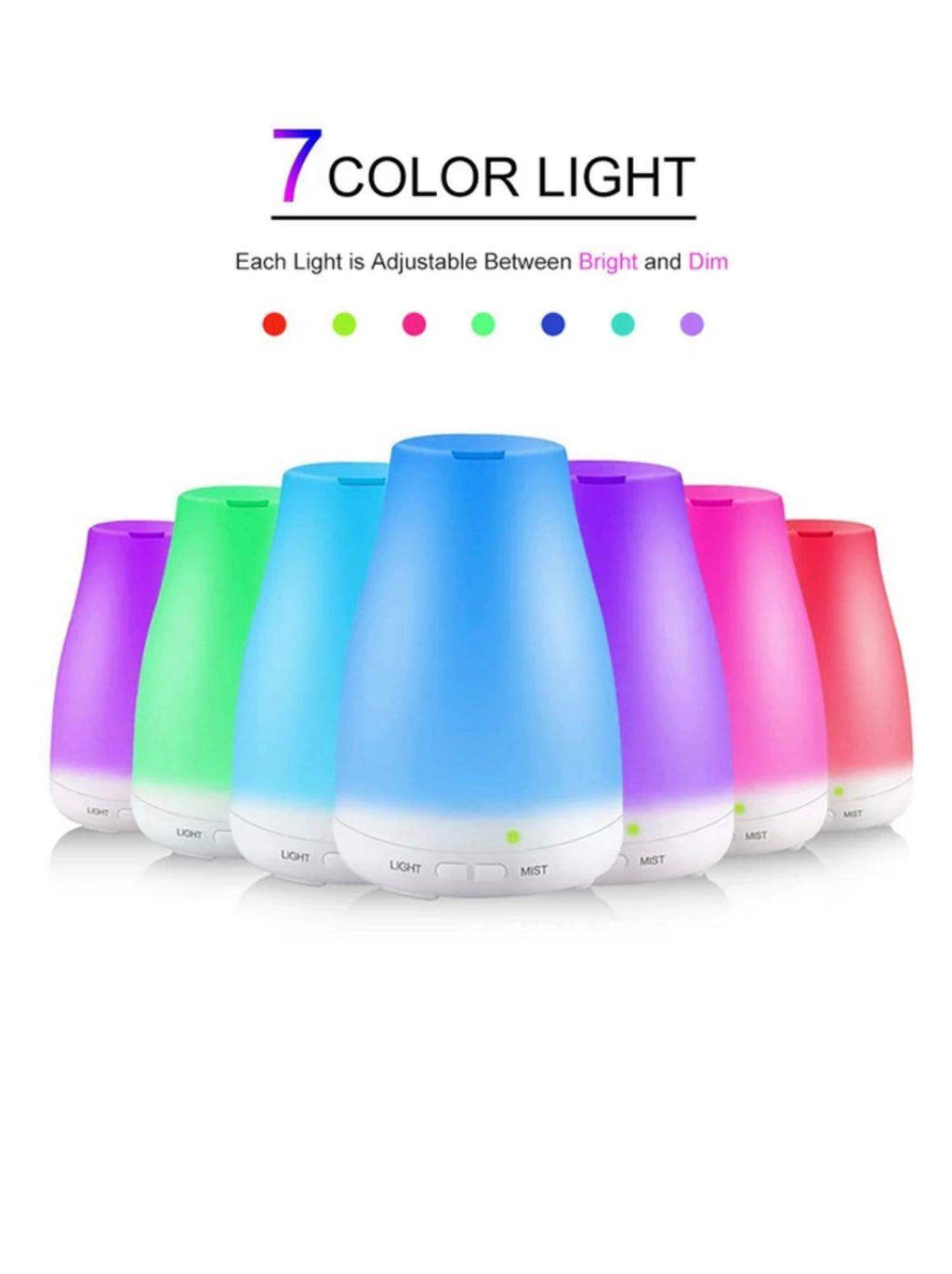 7-Color LED Ultrasonic Humidifying Essential Oil Diffuser – Remote Control, Cool Mist, Vase Design