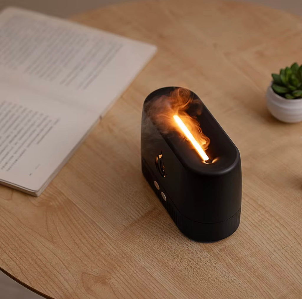 Classic Flame Ultrasonic Humidifying Essential Oil Diffuser – Fire Effect, Ultra-Quiet 20dB