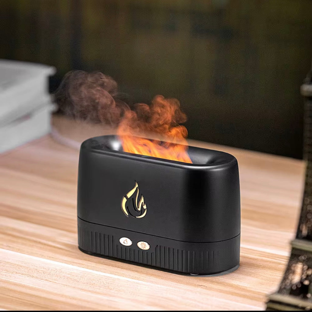 Classic Flame Ultrasonic Humidifying Essential Oil Diffuser – Fire Effect, Ultra-Quiet 20dB