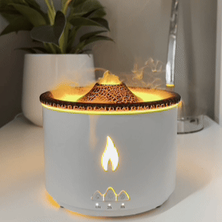 Mega Volcano Ultrasonic Humidifying Essential Oil Diffuser – 300ml, Dual Spray, Remote, 25dB, 375 sq ft