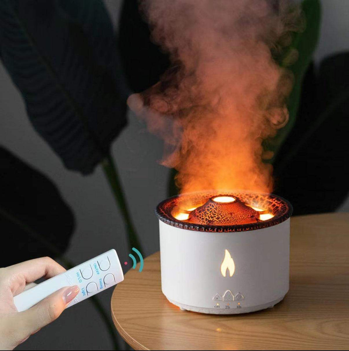 Mega Volcano Ultrasonic Humidifying Essential Oil Diffuser – 300ml, Dual Spray, Remote, 25dB, 375 sq ft
