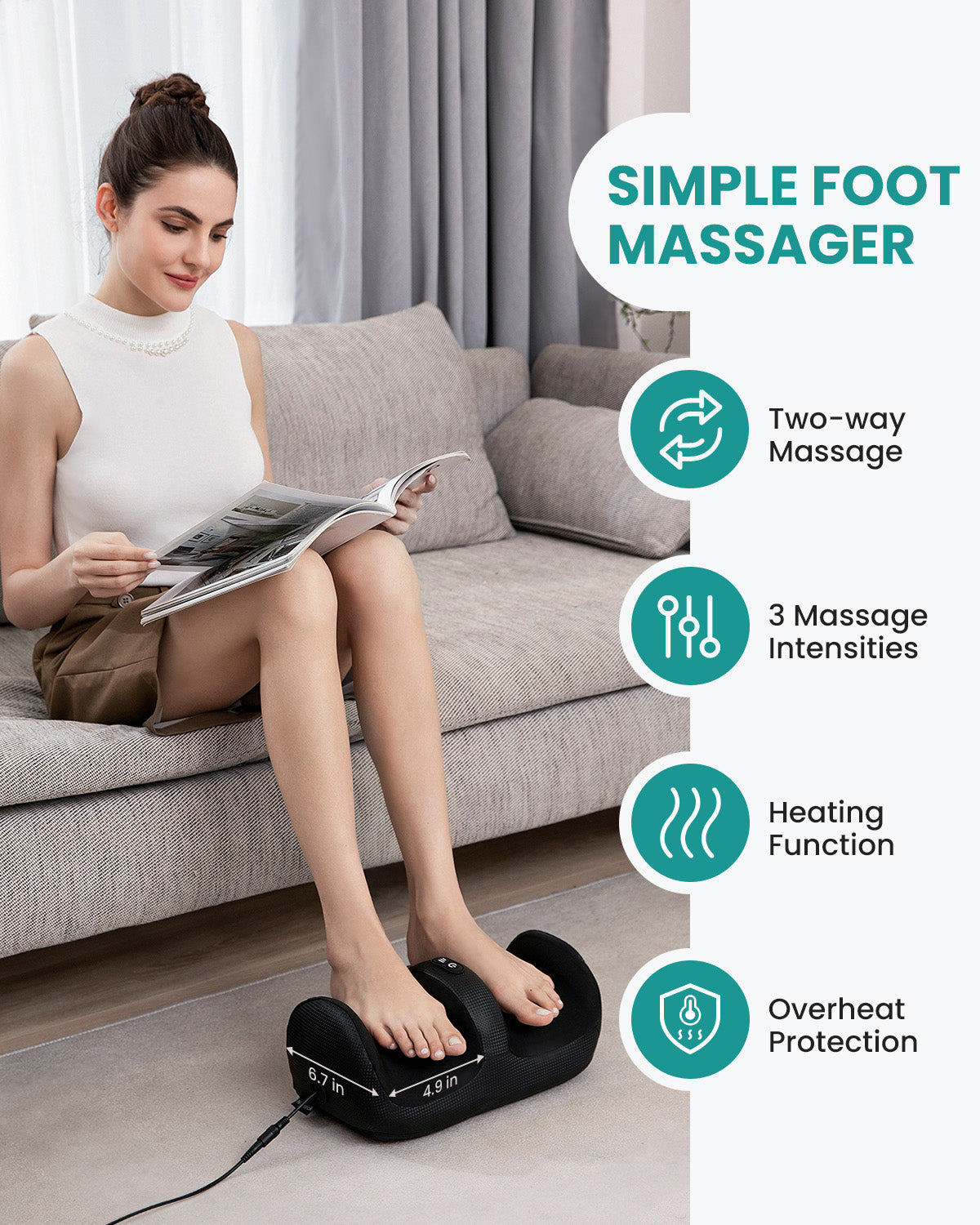 Nekteck Lightweight and Compact Shiatsu Foot Massager with Heat