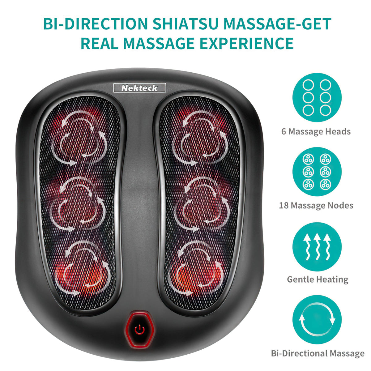 Nekteck Toe-touch Deep Kneading Foot Massager with Heat