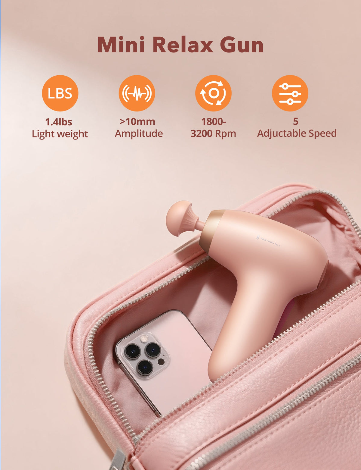 TaoTronics TT-PCA006 Portable Mini Massage Gun, Quiet Deep Tissue Massager for Everyday Muscle Relief