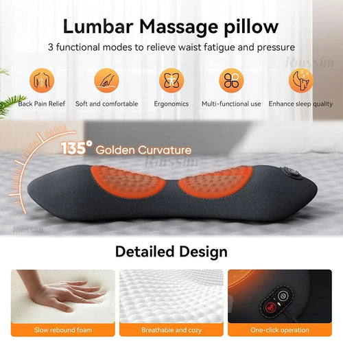 3-in-1 Electric Lumbar Support Pillow | Heat, Vibration & Traction