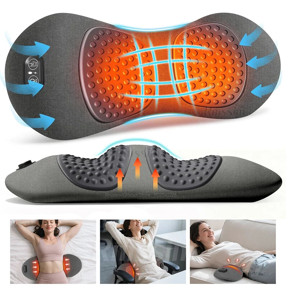 3-in-1 Electric Lumbar Support Pillow | Heat, Vibration & Traction