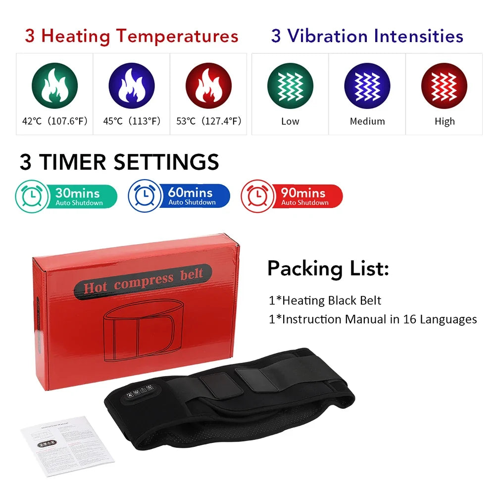 Hailicare Heated Back Massager Belt | Vibration Lumbar Support