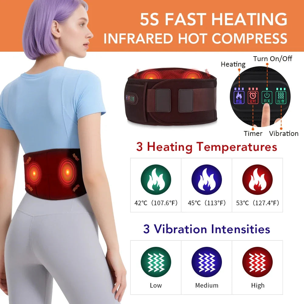 Hailicare Heated Back Massager Belt | Vibration Lumbar Support