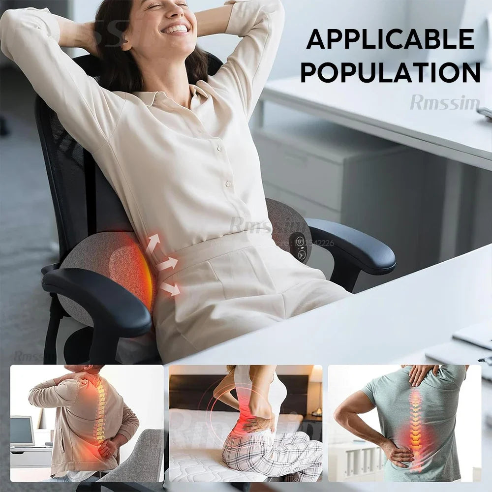 3-in-1 Electric Lumbar Support Pillow | Heat, Vibration & Traction