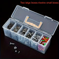 14-Piece Clear Parts Storage Organizer Set with Two Large Handled Boxes and 12 Small Divider Boxes