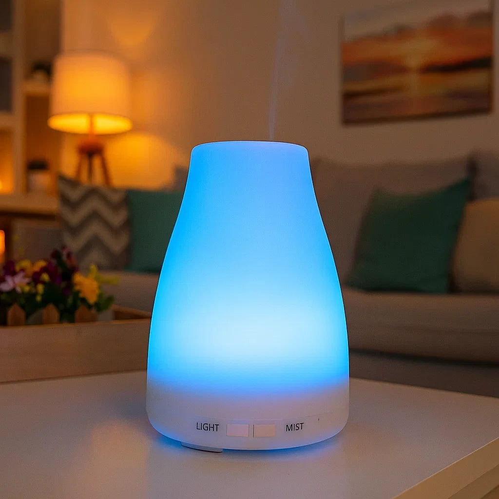 7-Color LED Ultrasonic Humidifying Essential Oil Diffuser – Remote Control, Cool Mist, Vase Design