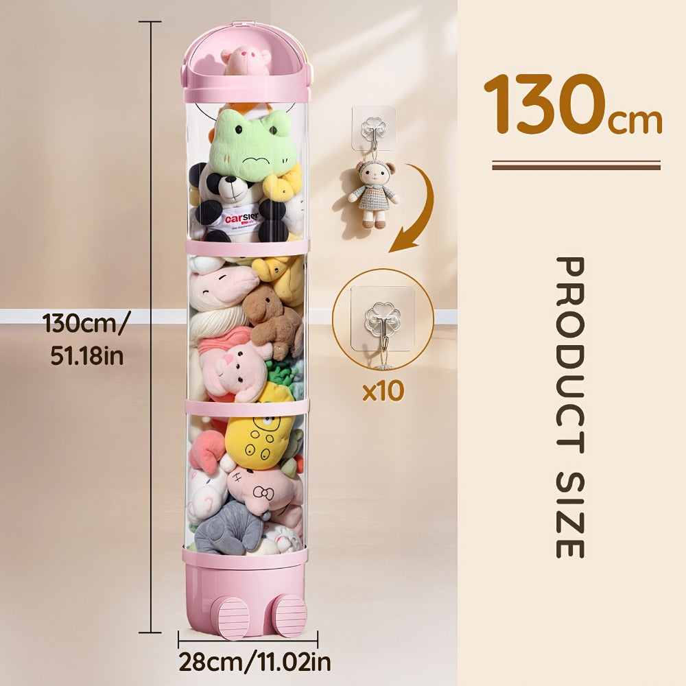 Stackable Round Stuffed Animal Storage Box with Lid for Entryways, Bedrooms and Living Spaces