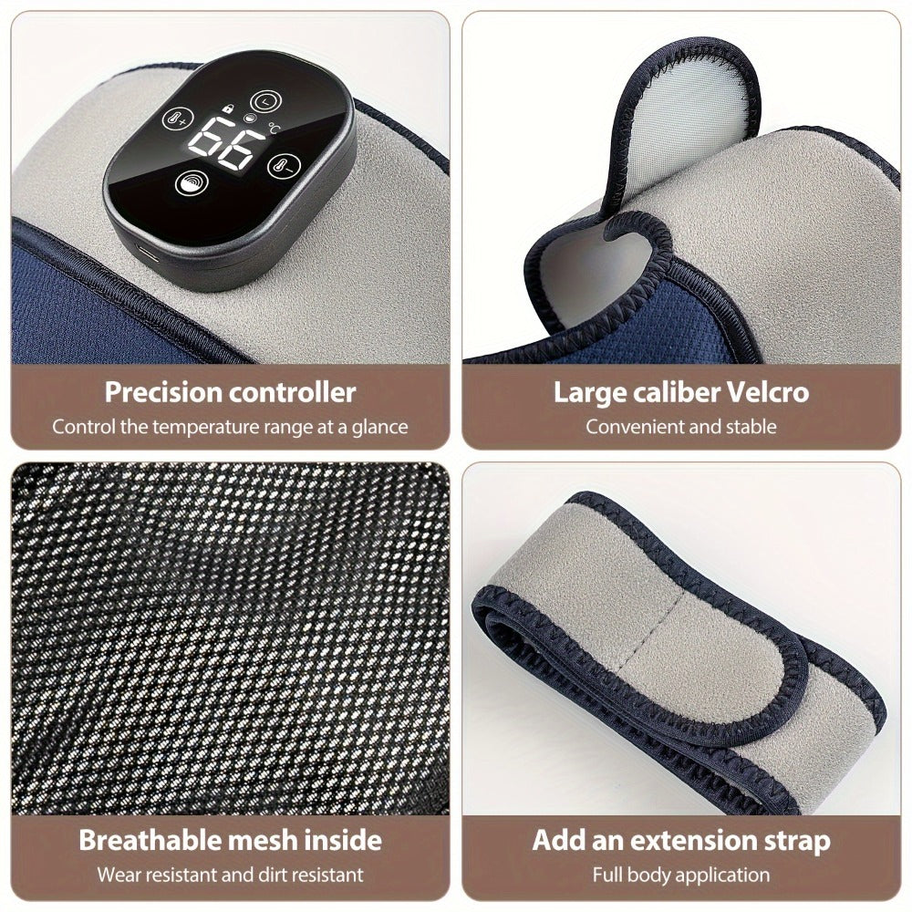Electric Heated Knee Massager 3-in-1, Vibrating Heating Pad for Knee Shoulder Elbow, 5 Temperature Settings 45-65°C