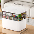 Three-Layer Clear Storage Box with Carry Handle, Lid Tray and 30 x 31 x 16.5cm Organizer Body
