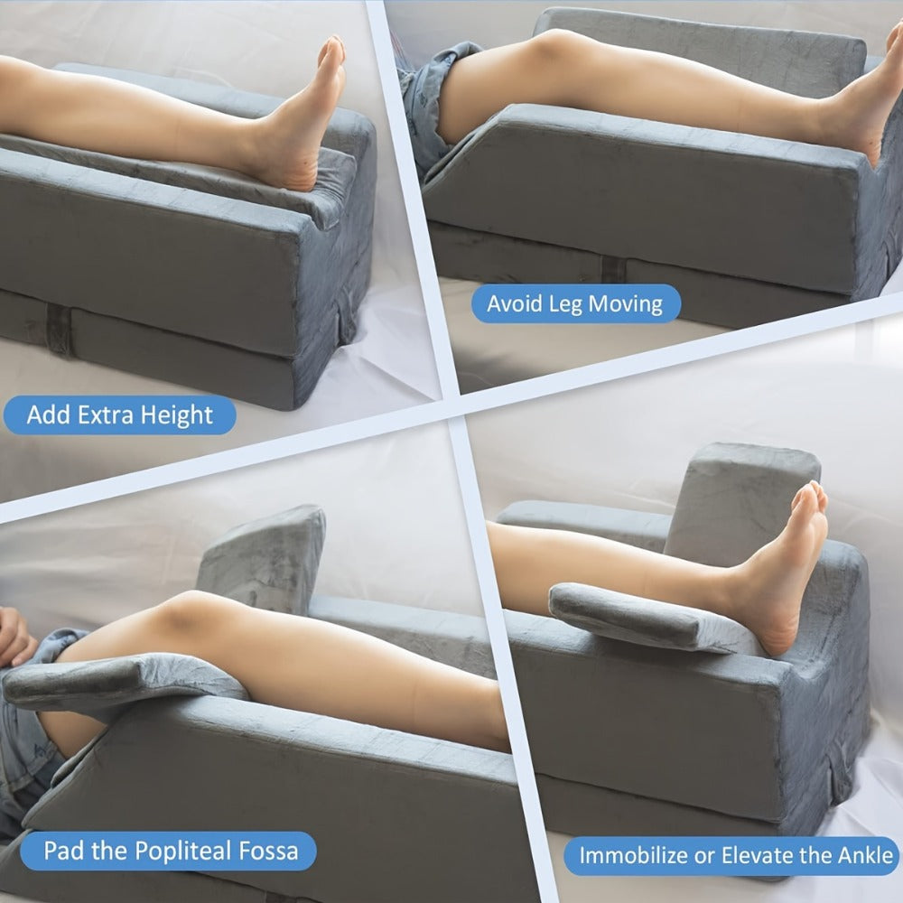 Leg Elevation Pillow Memory Foam Wedge Knee Ankle Support Foot Rest Pillow with Handles Blood for Entryways, Bedrooms and Living Spaces