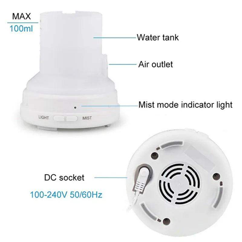7-Color LED Ultrasonic Humidifying Essential Oil Diffuser – Remote Control, Cool Mist, Vase Design
