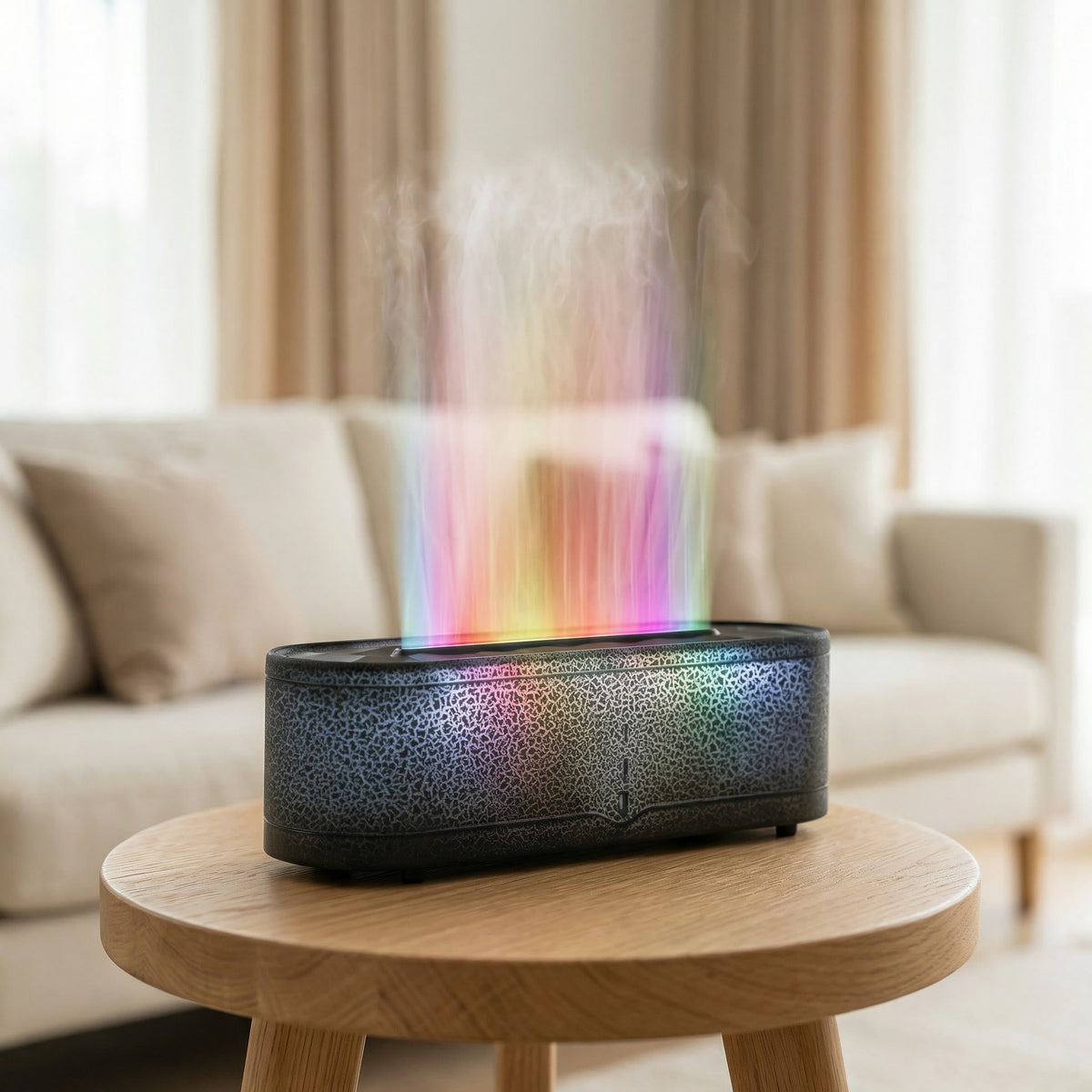 Crackle Flame Ultrasonic Humidifying Essential Oil Diffuser – 150ml, Multicolor Fire, Remote, 6-Hour Timer