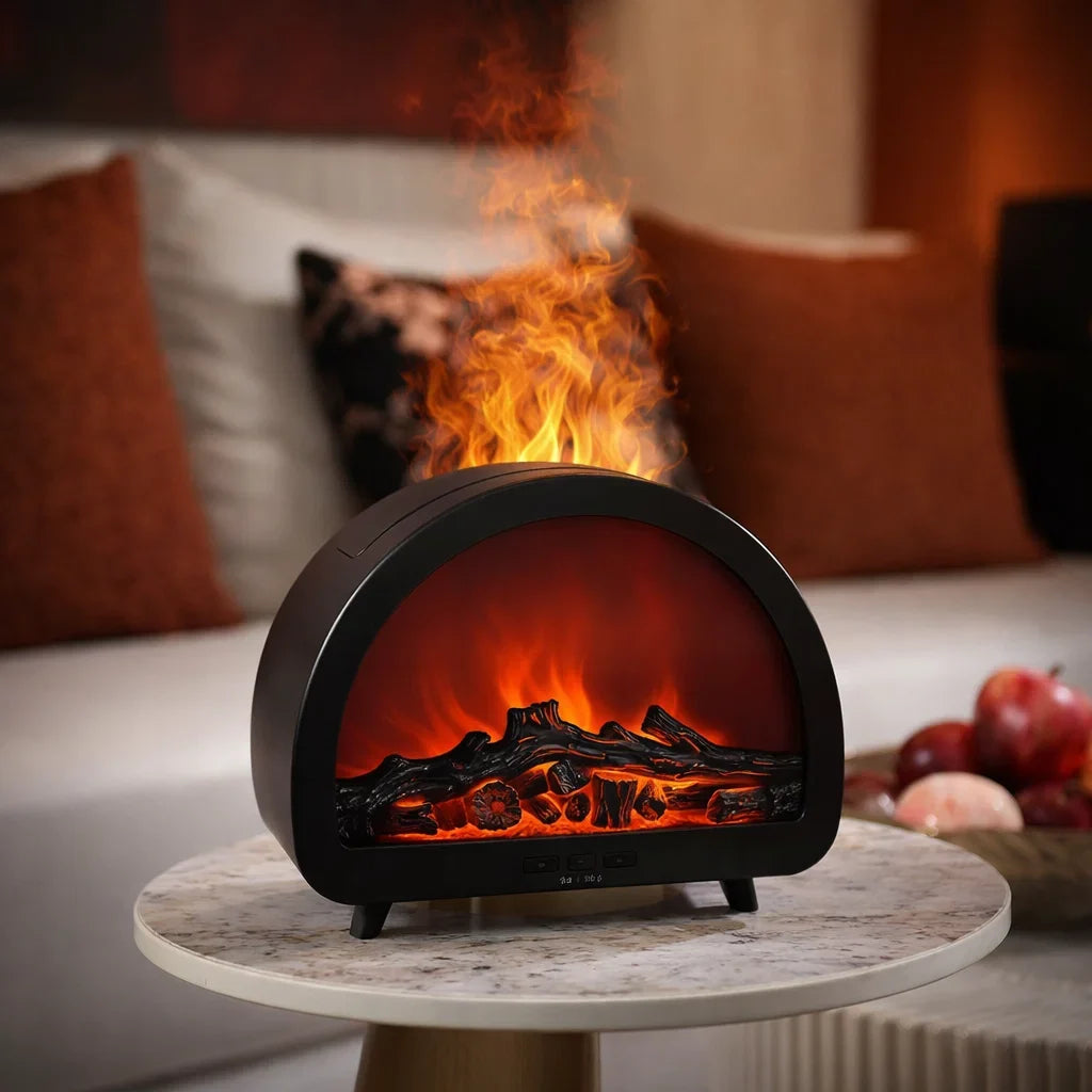 Fireplace Aurora Flame Ultrasonic Essential Oil Diffuser & Cool Mist Humidifier – LED Night Light, Auto Shut-Off & Whisper Quiet for Home & Office With Remote And Heavy Duty Power Adapter