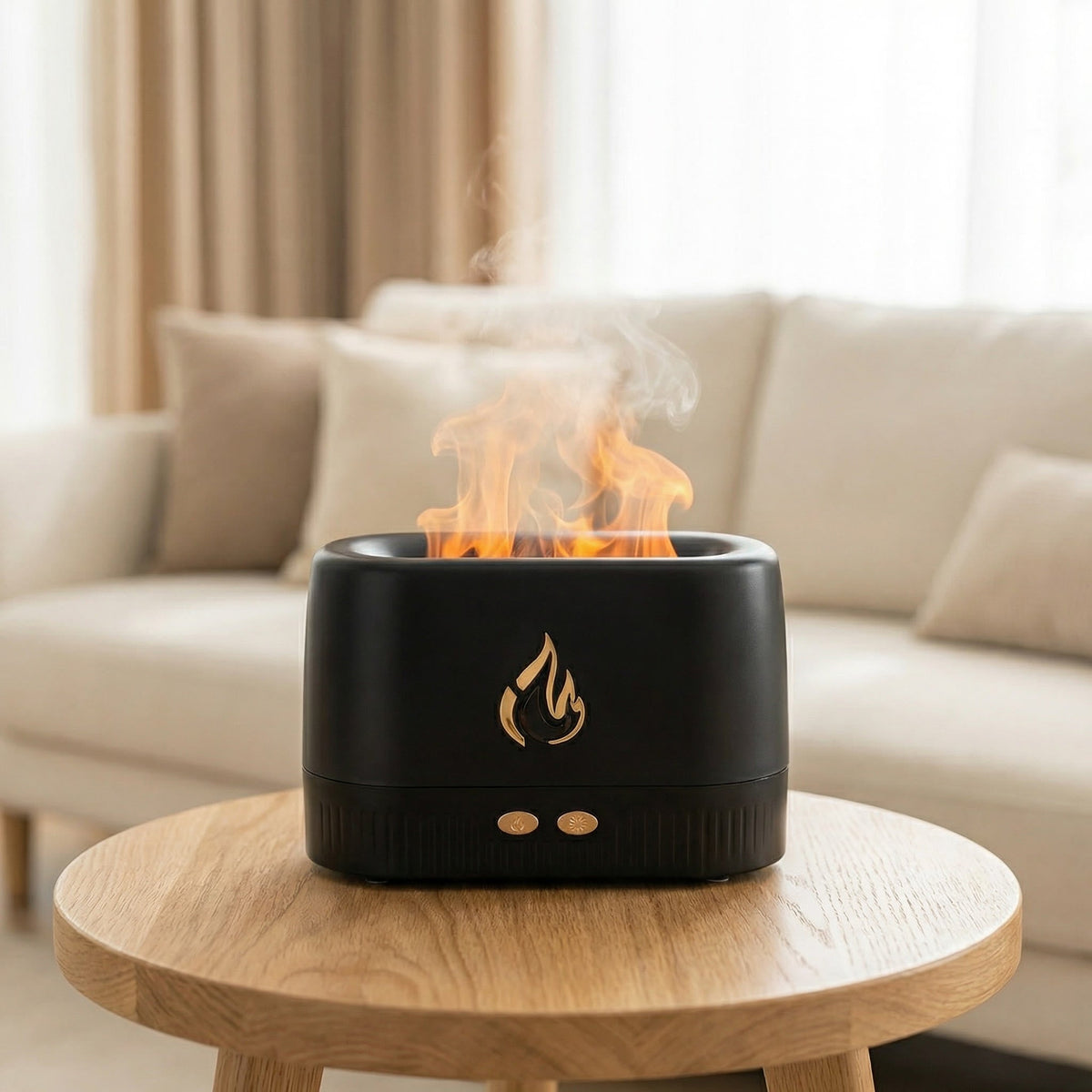 Classic Flame Ultrasonic Humidifying Essential Oil Diffuser – Fire Effect, Ultra-Quiet 20dB